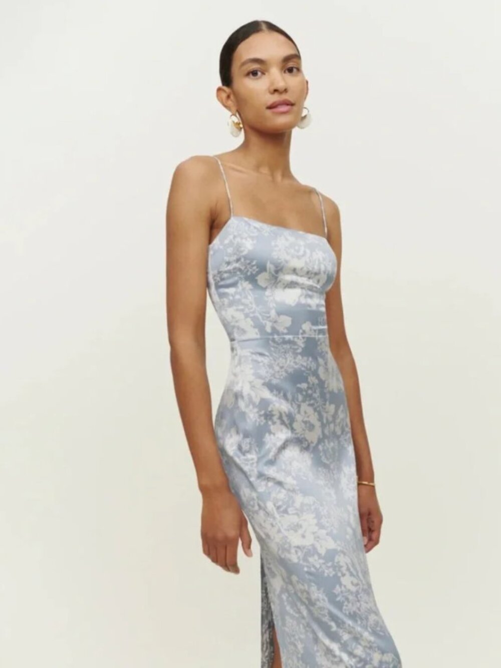 NWT Reformation Frankie Silk Maxi Dress Blue Idyllic Size 6